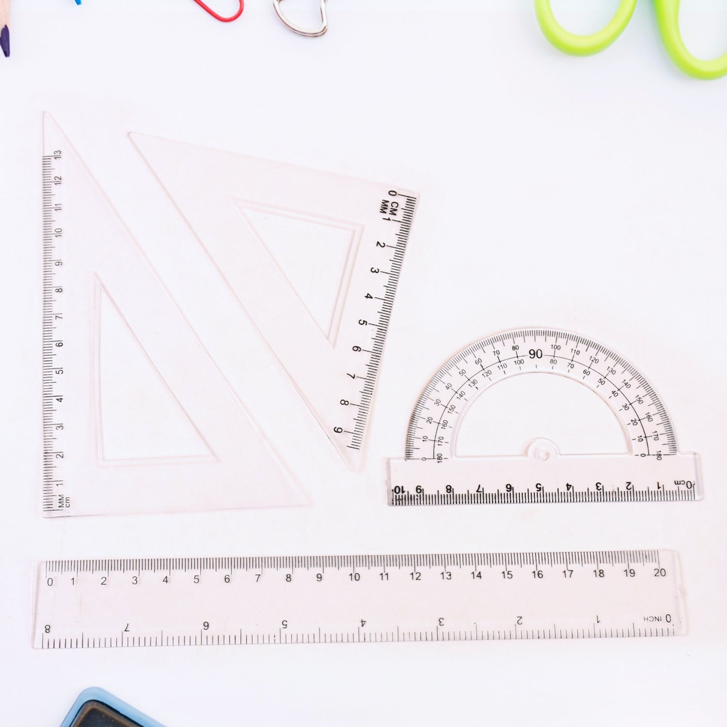Plastic Geometry Set, Triangle Ruler Protractor Straight Ruler (4 Pcs Set) Plastic Geometry Set, Triangle Ruler Protractor Straight Ruler (4 Pcs Set)